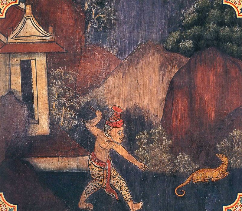 temple painting of Godha Jataka