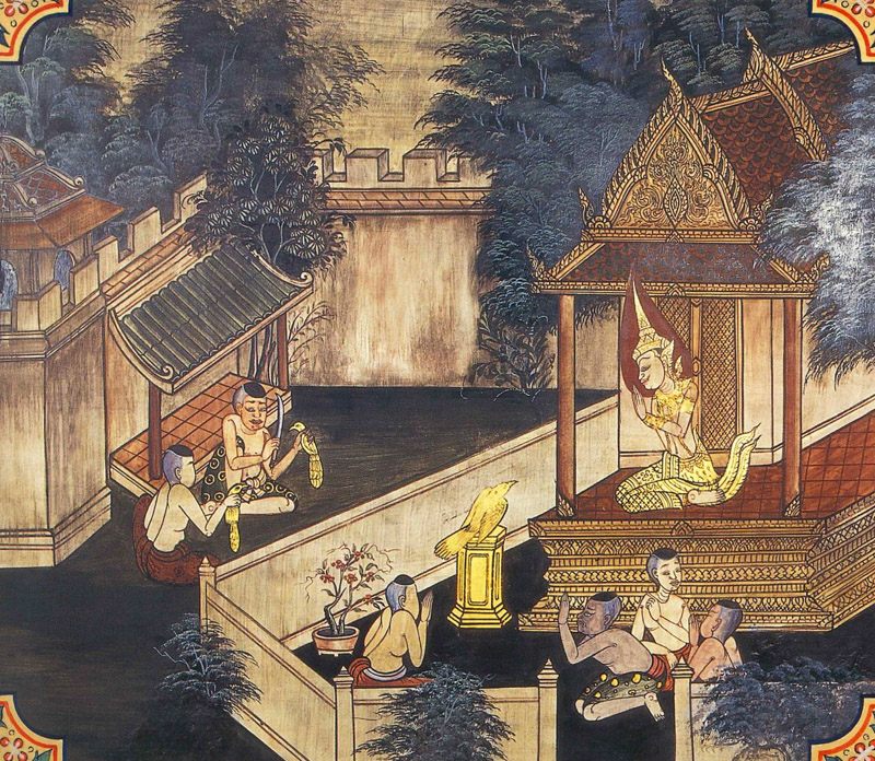 temple painting of Kaka Jataka