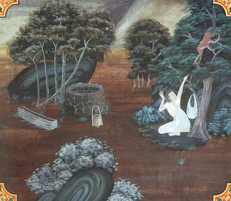 temple painting of Dubhiya-Makkata Jataka