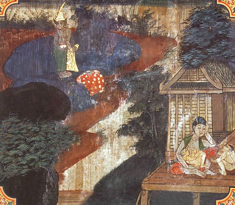 temple painting of Bandhanagara Jataka