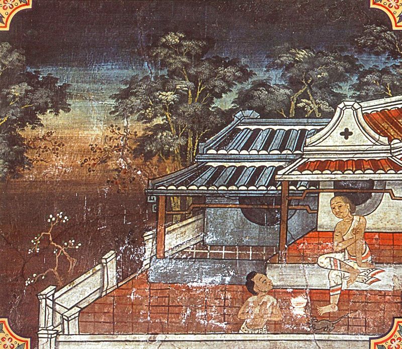 temple painting of Kuta-Vanija Jataka