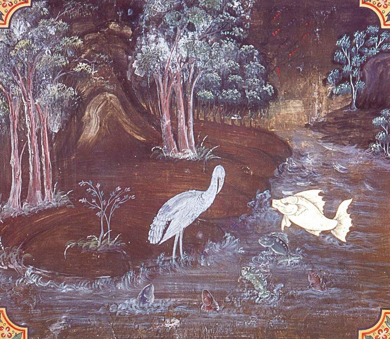 temple painting of Baka Jataka