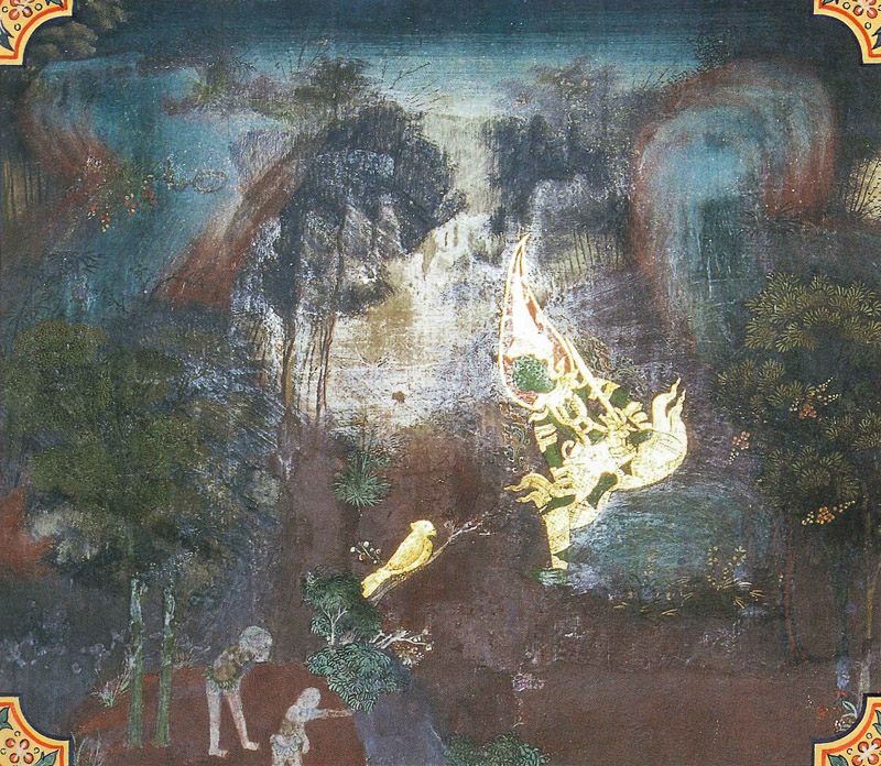 temple painting of Cullasuka Jataka