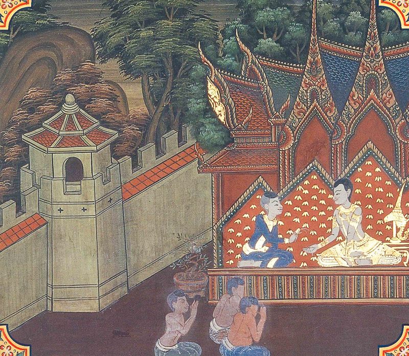 temple painting of Makhadeva Jataka