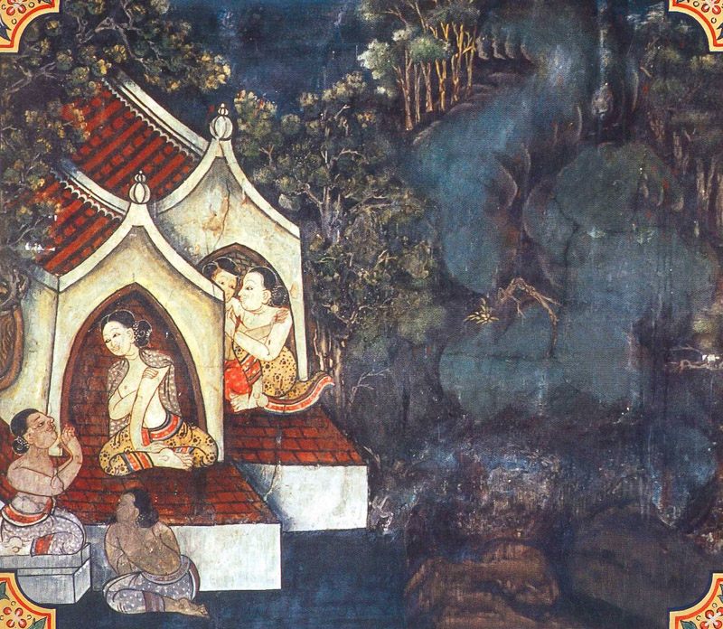 temple painting of Anabhirati Jataka