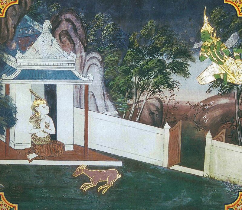 temple painting of Migapotaka Jataka